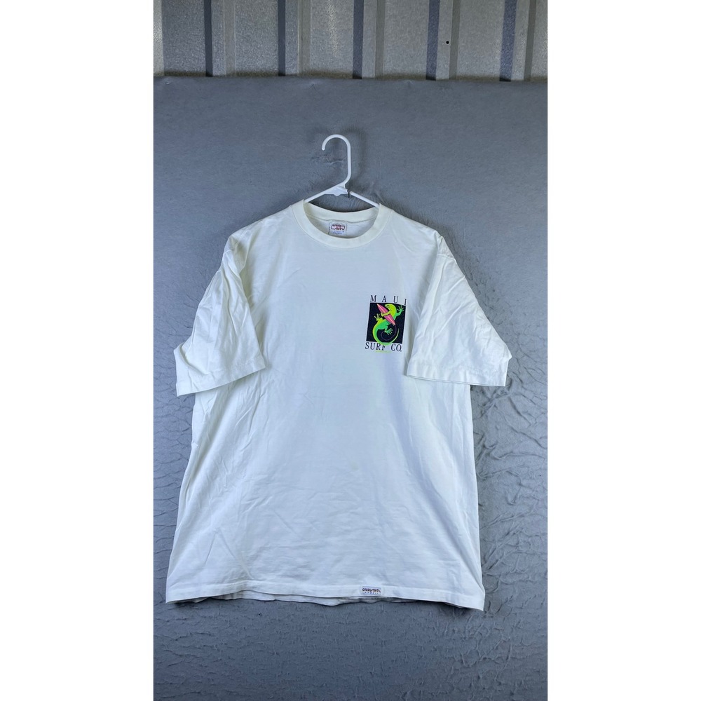 Crazy Shirt Hawaii Maui Surf Co T-Shirt Mens XL White Excellent Gecko Graphic